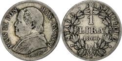 World Coins - ITALIAN STATES, Pius IX, Lira, 1866, Rome, Silver,