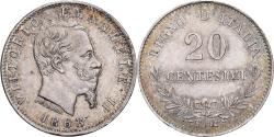 World Coins - Kingdom of Italy, Vittorio Emanuele II, 20 Centesimi, 1863, Torino, Silver
