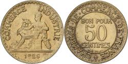 World Coins - France, 50 Centimes, Chambre de commerce, 1926, Paris, Cupro-Aluminium,