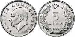 World Coins - Turkey, 5 Lira, 1987, Aluminum,