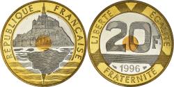 World Coins - Coin, France, Mont Saint Michel, 20 Francs, 1996, Paris, Proof / BE,