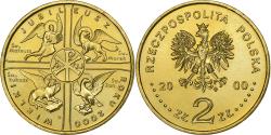World Coins - Poland, 2 Zlote, 2000, Warsaw, Brass, , KM:376