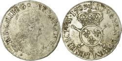 World Coins - Coin, France, Louis XIV, 1/2 Écu aux insignes, 1/2 ECU, 43 Sols, 1703