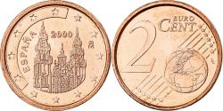World Coins - Spain, 2 Centimes, Burgos cathedral, 2000, Madrid, Copper Plated Steel,