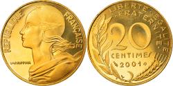 World Coins - Coin, France, Marianne, 20 Centimes, 2001, Paris, Proof,