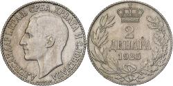 World Coins - Yugoslavia, Alexander I, 2 Dinara, 1925, Nickel-Bronze, , KM:6