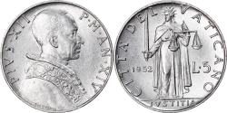 World Coins - Coin, VATICAN CITY, Pius XII, 5 Lire, 1952, Roma, , Aluminum, KM:51.1