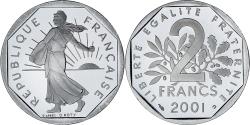 World Coins - Coin, France, Semeuse, 2 Francs, 2001, Monnaie de Paris, BE, , Nickel
