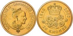World Coins - Denmark, Margrethe II, 20 Kroner, 2000, Copenhagen, Bronze-Aluminium,
