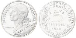World Coins - France, 5 Centimes, Marianne, 1980, MDP, Piéfort, Silver,