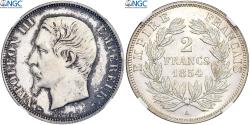 World Coins - Coin, France, Napoleon III, Napoléon III, 2 Francs, 1854, Paris, NGC,