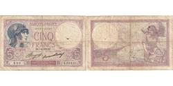 World Coins - France, 5 Francs, Violet, 1933, Q.55533, AG(1-3), Fayette:03.17, KM:72e