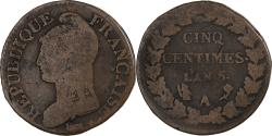 World Coins - France, 5 Centimes, Dupré, AN 5, Paris, Copper,