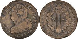 World Coins - Coin, France, Louis XVI, 2 sols français, 2 Sols, 1792, Strasbourg,