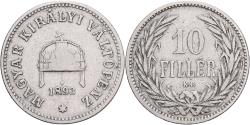 World Coins - Hungary, Franz Joseph I, 10 Filler, 1893, Kormoczbanya, Nickel,