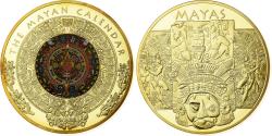 World Coins - France, Medal, Mayas, The Mayan Calendar, Copper Gilt,