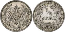 World Coins - GERMANY - EMPIRE, 1/2 Mark, 1914, Berlin, Silver, , KM:17