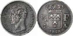 World Coins - France, 1/4 Franc, Charles X, 1828, Paris, Silver, , Gadoury:353