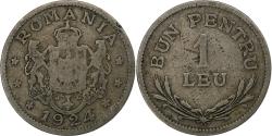 World Coins - Romania, Ferdinand I, 1 Leu, 1924, Brussels, Copper-nickel, , KM:46