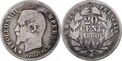World Coins - France, Napoleon III, 20 Centimes, 1860, Strasbourg, Silver, , KM:776.2