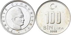 World Coins - Turkey, 100000 Lira, 100 Bin Lira, 2002, Istanbul, Copper-Nickel-Zinc