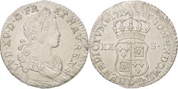 World Coins - Coin, France, Louis XV, 1/6 Écu (XX – S) de France-Navarre, 20 Sols, 1/6 ECU