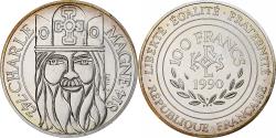 World Coins - France, 100 Francs, Charlemagne, 1990, Monnaie de Paris, série FDC, Silver