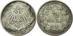 World Coins - Coin, GERMANY - EMPIRE, 1/2 Mark, 1908, Hambourg, , Silver, KM:17