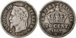 World Coins - France, Napoleon III, 20 Centimes, 1867, Strasbourg, Silver,