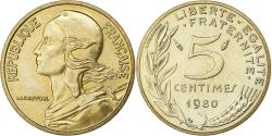 World Coins - France, 5 Centimes, Marianne, 1980, Paris, Aluminum-Bronze,