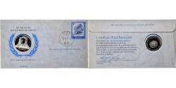 World Coins - Austria, Medal + stamp, United Nations, 1976, Silver, Proof,