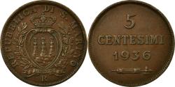 World Coins - Coin, San Marino, 5 Centesimi, 1936, Rome, , Bronze, KM:12
