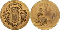 World Coins - France, Medal, Art Nouveau, Femme nue Assise, Boulogne sur mer, Gilt Bronze