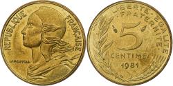 World Coins - France, 5 Centimes, Marianne, 1981, Pessac, Aluminum-Bronze,