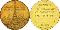 World Coins - France, Medal, Souvenir de mon Ascension à la Tour Eiffel, 1889, Copper Gilt