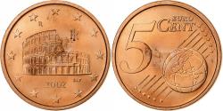 World Coins - Italy, 5 Centimes, 2002, Rome, Copper Plated Steel,