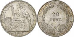 World Coins - French Indo-China, 20 Centièmes, 1937, Paris, Silver,