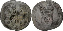 World Coins - France, Louis XIV, 15 Deniers, 1693, countermarked lis, Billon,
