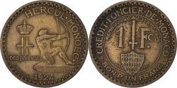 World Coins - Coin, Monaco, Louis II, Franc, 1924, Poissy, , Aluminum-Bronze, KM:111
