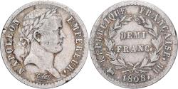 World Coins - France, Napoleon I, 1/2 Franc, 1808, Strasbourg, Silver, , Gadoury:398