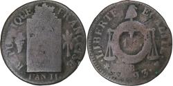 World Coins - France, Louis XVI, Sol à la balance Françoise, 1793, Strasbourg, Copper