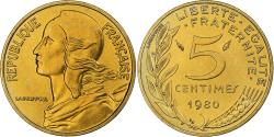 World Coins - France, 5 Centimes, Marianne, 1980, Paris, série FDC, Aluminum-Bronze
