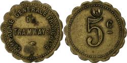 World Coins - France, Token, Nécessité, 5 Centimes, Compagnie de Tramway, Le Havre, Brass