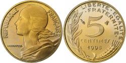 World Coins - France, 5 Centimes, Marianne, 1998, MDP, BE, col à 3 plis, Aluminum-Bronze