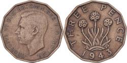 World Coins - Great Britain, George VI, 3 Pence, 1943, Nickel-brass, , KM:849