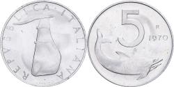 World Coins - Italy, 5 Lire, 1970, Rome, Aluminum, , KM:92