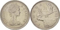 World Coins - Canada, Elizabeth II, 25 Cents, 1982, Royal Canadian Mint, Ottawa, 