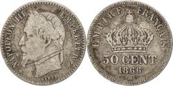 World Coins - Coin, France, Napoleon III, Napoléon III, 50 Centimes, 1866, Strasbourg
