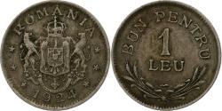 World Coins - Romania, Ferdinand I, 1 Leu, 1924, Poissy, Copper-nickel, , KM:46