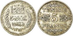 World Coins - Coin, Tunisia, Ahmad Pasha Bey, 5 Francs, AH 1353/1934, Paris,
